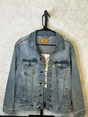 Atomic Bomb Embroidered Denim Jacket Size M